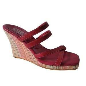 TRENTO pink multicolor stripe strappy wedge heel sandals